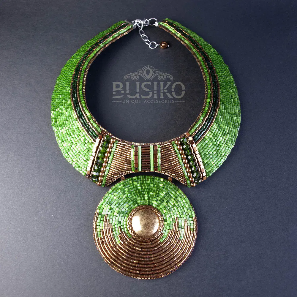Green & bronse dubl collar necklace 4