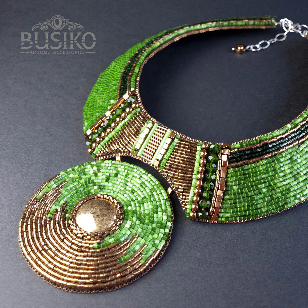 Green & bronse dubl collar necklace 5