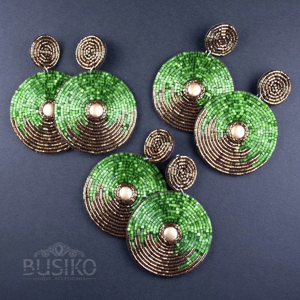 Custom order for Alexandra. Round blue&bronze and green&bronze necklaces and earrings Busiko Alex gren blue bronze necklace and earrings 5