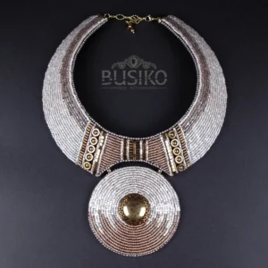 beige & bronze dubl collar necklace 3
